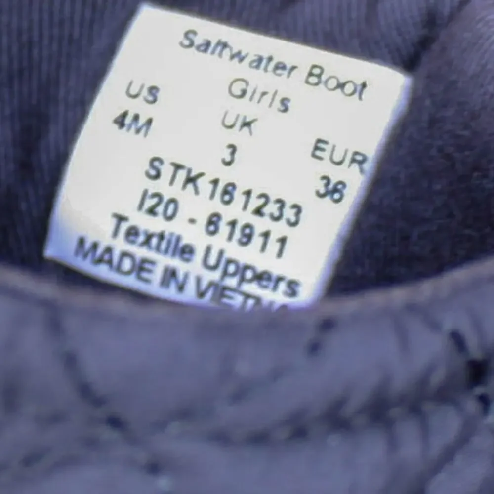 Sperry Girls Saltwater Boots Black Size 4M